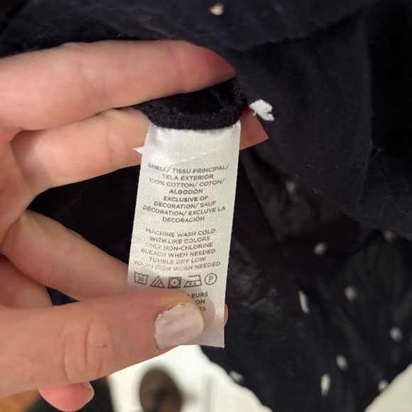 LOFT Womens Button Down Shirt in Dark Blue with White Dots - Picture 5 of 5